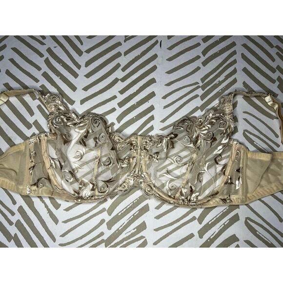Soma Embraceable Full Coverage Sensuous Lace Tan Beige Floral Underwire Bra 38D - Picture 1 of 5